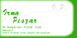 irma piszar business card